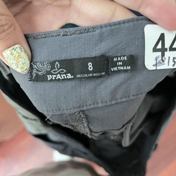 prAna Convertible Pant Women 8 Gray Performance Pockets Roll Up Hiking Camping - Picture 6 of 16